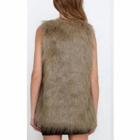 Black Swan Frost Flurry Of Fun Faux Fur Penny Lane Vest Size Small - Picture 9 of 11